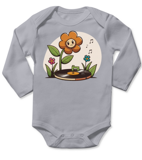 Vinyl Record Player Flower Lover Record Collector Long Sleeve Baby One-Piece