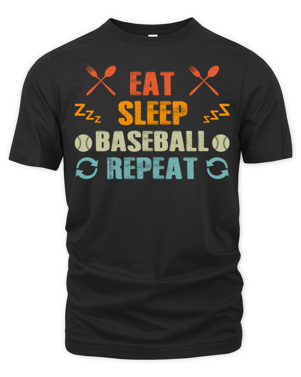 Eat Sleep Baseball Repeat Funny Vintage Baseball Organic Unisex T-shirt