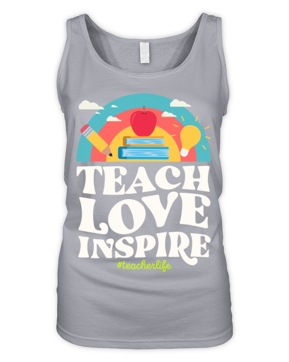 Teach Love Inspire Teacher Life Vintage Rainbow Organic Women's Tank Top