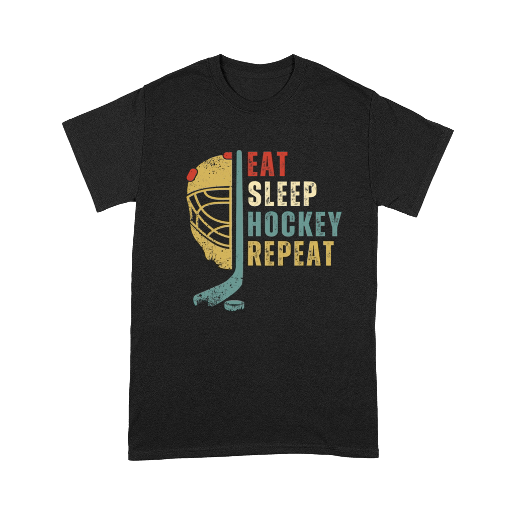 Eat Sleep Hockey Repeat Funny Retro Vintage Sport Premium T-shirt