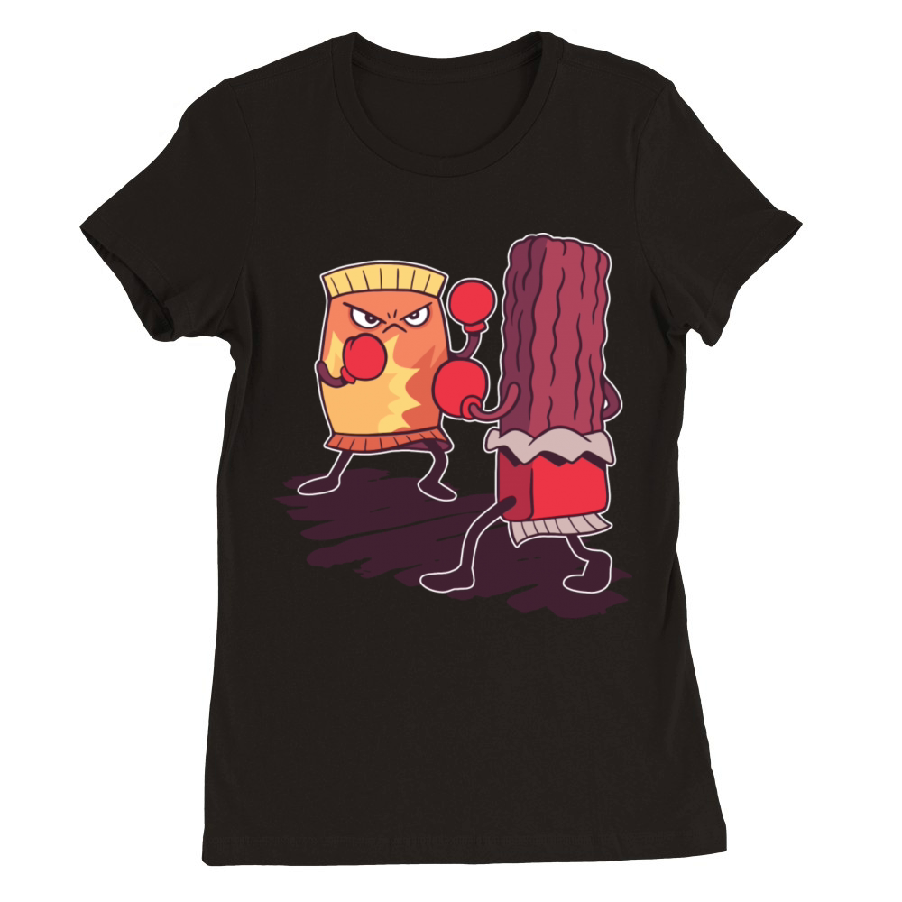 Junk Food Boxing Fight A Boxing Fight Between A Premium Womens Crewneck T-shirt