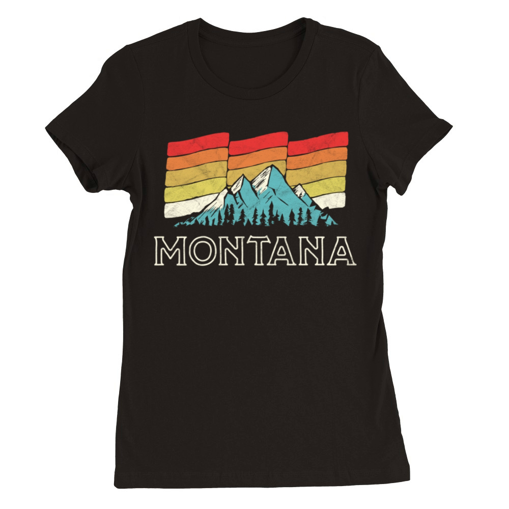 Retro Montana Mountains Vintage Premium Womens Crewneck T-shirt