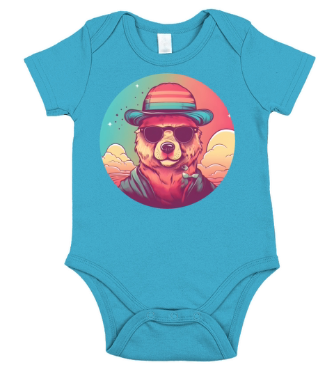 Bear Lovers Retro Style Short Sleeve Baby One-Piece