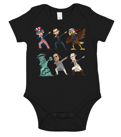 Dabbing Uncle Sam And Friends 4th Of July Boys Short Sleeve Baby One-Piece