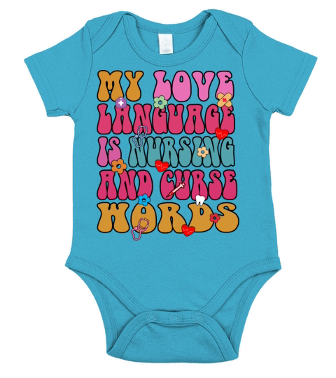 My Love Language is Nursing and curse words Short Sleeve Baby One-Piece