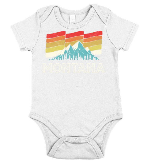 Retro Montana Mountains Vintage Short Sleeve Baby One-Piece