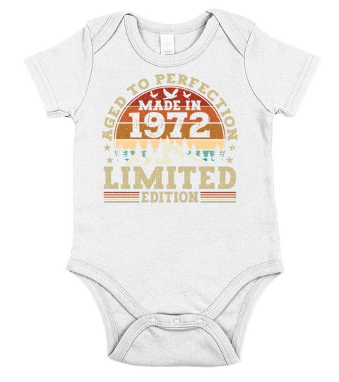 Vintage 1972 Retro Birthday Gift Short Sleeve Baby One-Piece
