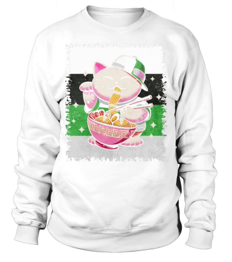 Demiromantic Pride Flag Japanese Ramen Cat Sublte Sweatshirt Unisex