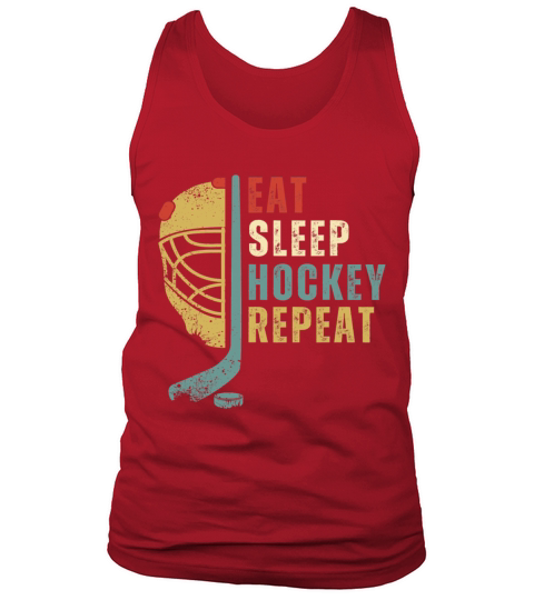 Eat Sleep Hockey Repeat Funny Retro Vintage Sport Tank Top Unisex