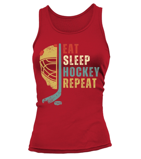 Eat Sleep Hockey Repeat Funny Retro Vintage Sport Tank top Woman