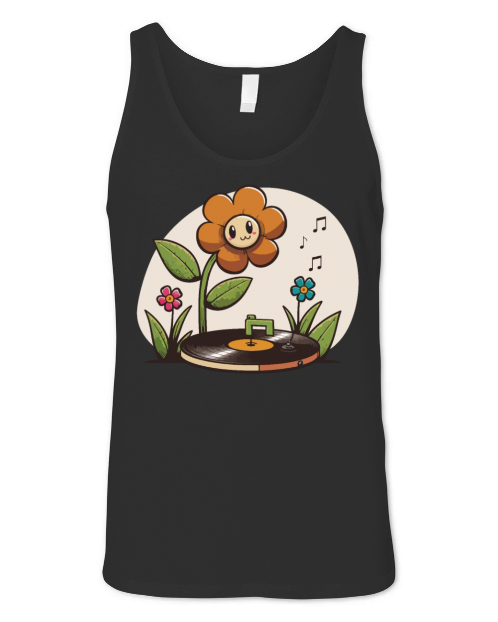 Vinyl Record Player Flower Lover Record Collector Unisex Jersey Tank