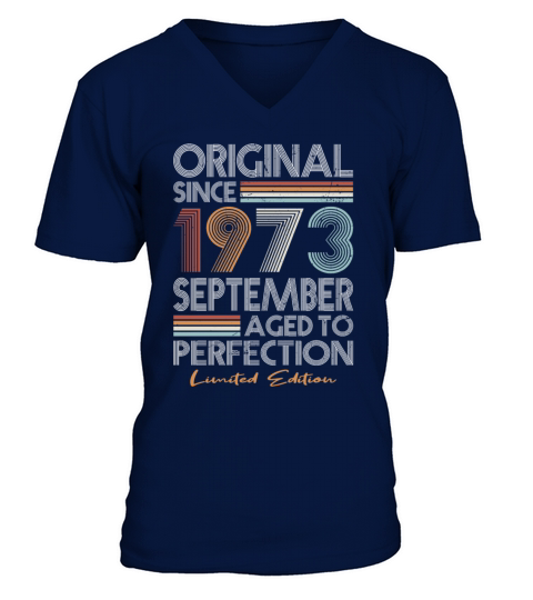 50th birthday september 1973 original 1973 V-Neck T-shirt