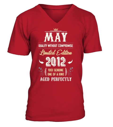 May 2012 Vintage Birthday Present V-Neck T-shirt