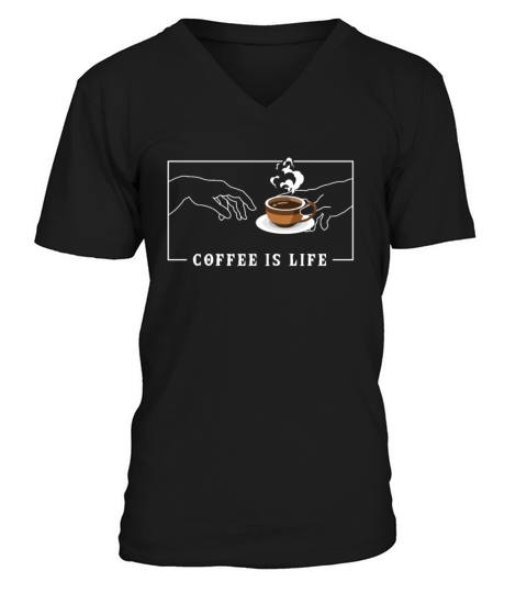 Michelangelo Creation of Adam Coffee Latte Art V-Neck T-shirt