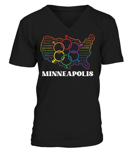 Minneapolis Pride Flag Pride Month LGBTQ Flag LGBT V-Neck T-shirt