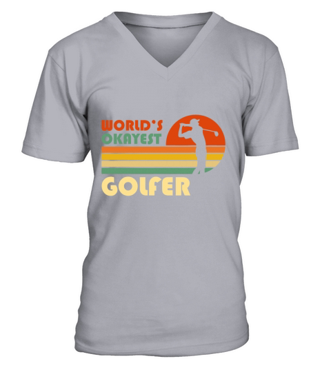 Worlds Okayest Golfer - Funny Golf Retro Vintage V-Neck T-shirt
