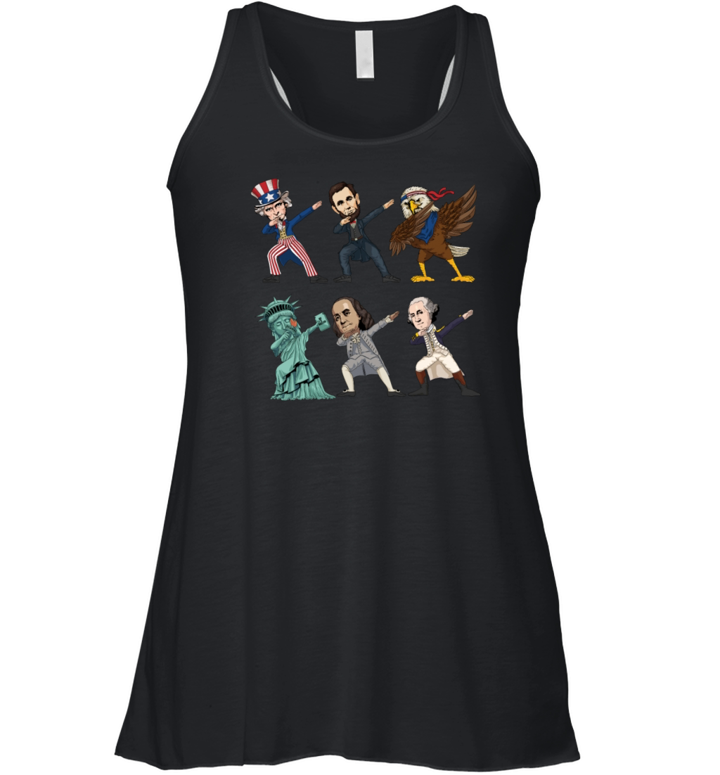 Dabbing Uncle Sam And Friends 4th Of July Boys Women's Flowy Tank Top