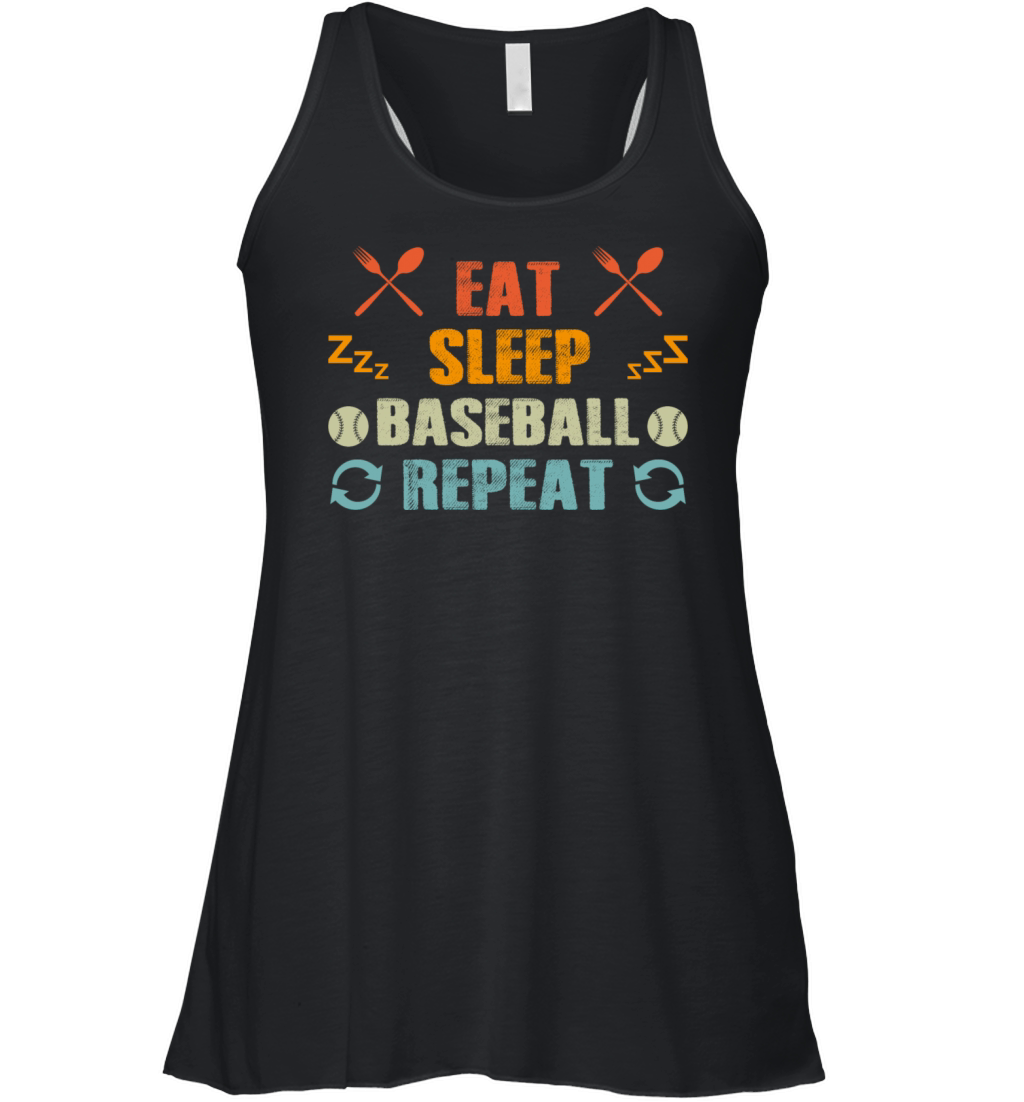 Eat Sleep Baseball Repeat Funny Vintage Baseball Women's Flowy Tank Top