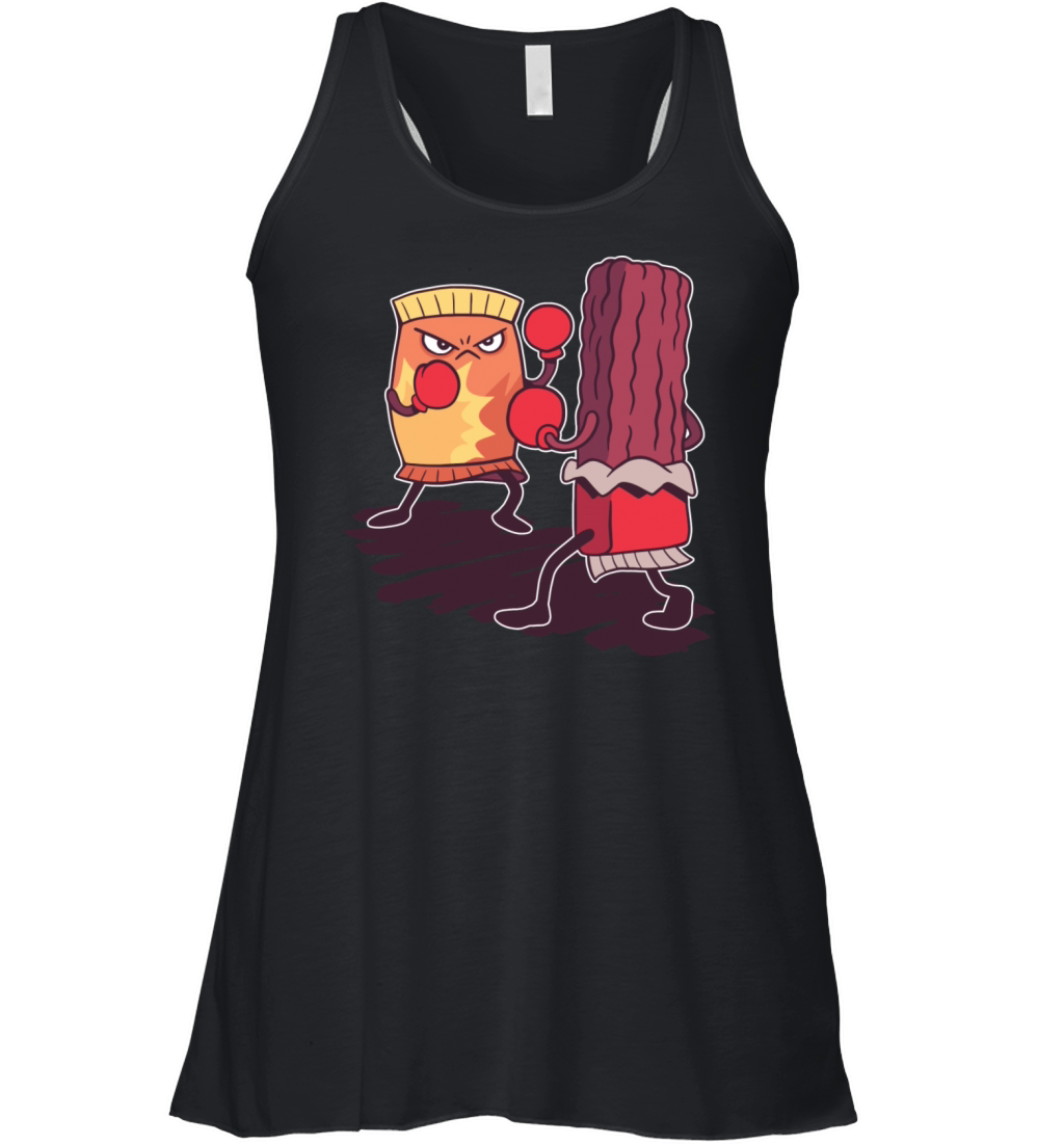 Junk Food Boxing Fight A Boxing Fight Between A Women's Flowy Tank Top
