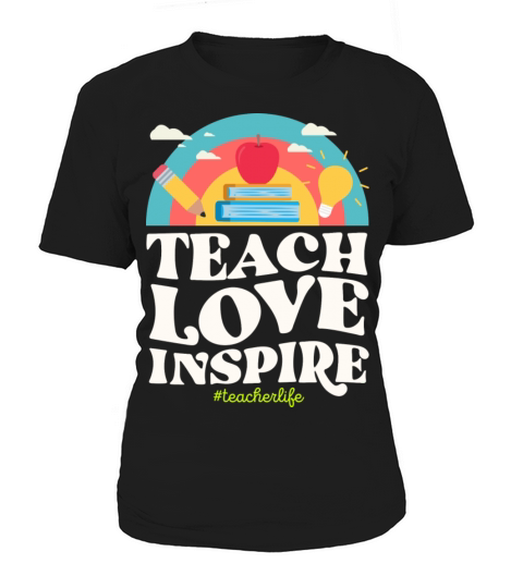 Teach Love Inspire Teacher Life Vintage Rainbow Women's T-Shirt