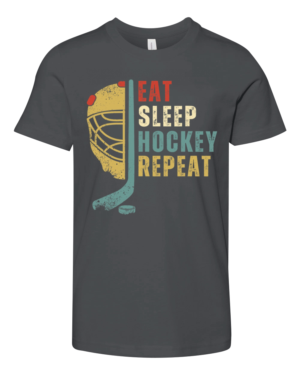 Eat Sleep Hockey Repeat Funny Retro Vintage Sport Youth Unisex Jersey Tee