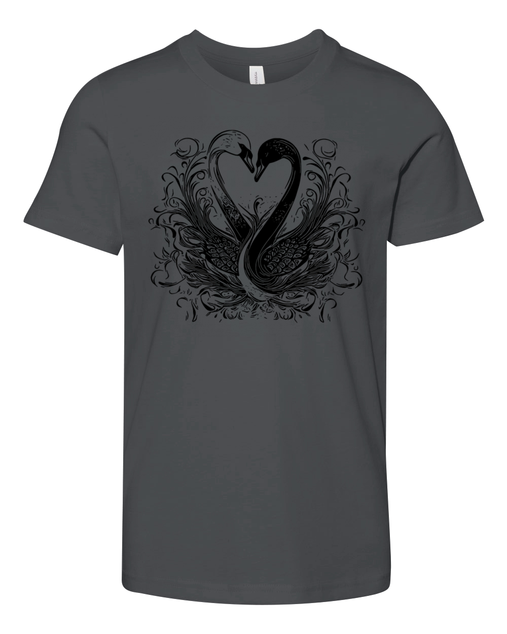 Elegant Loving Swans In Heart Shape Youth Unisex Jersey Tee