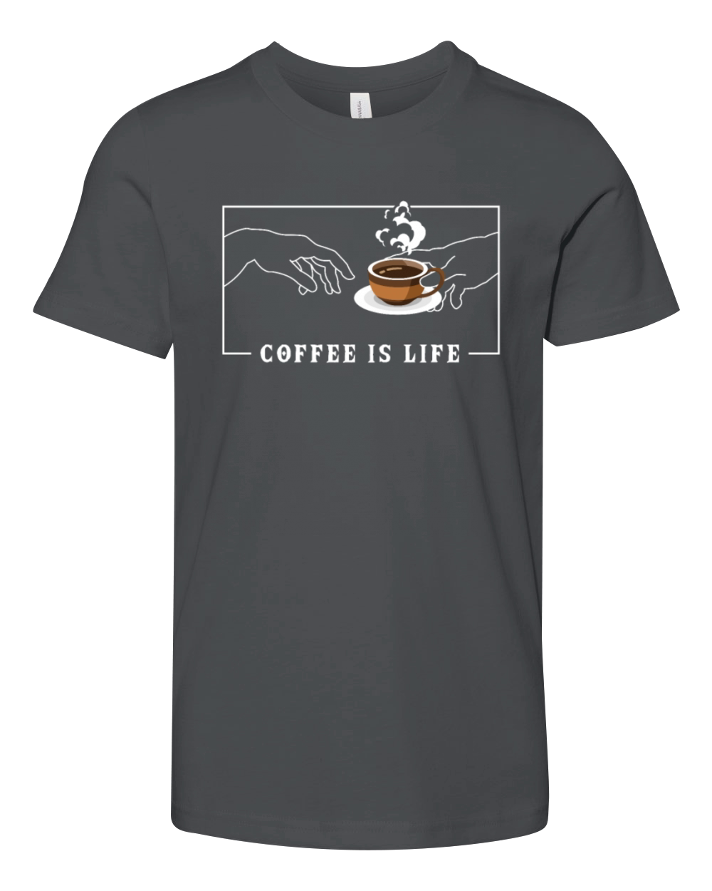 Michelangelo Creation of Adam Coffee Latte Art Youth Unisex Jersey Tee
