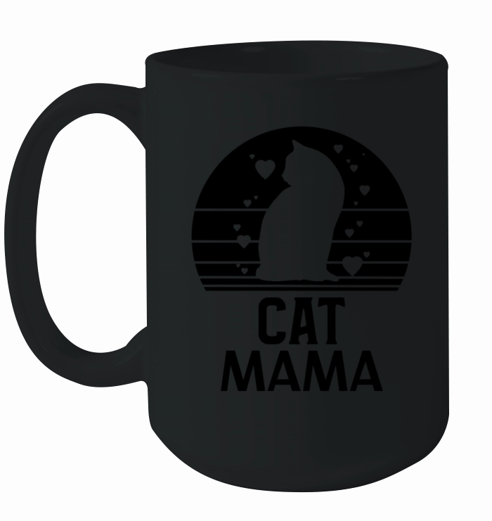 Cat Mom Retro Vintage 80s Style Tee Distressed Ceramic Mug