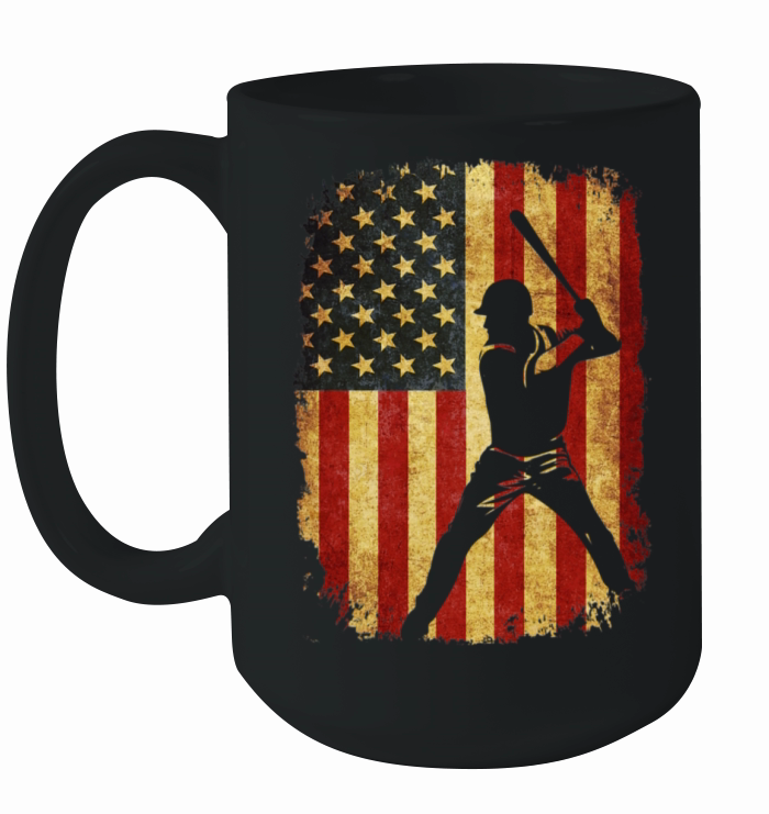 Vintage American Flag Baseball Ceramic Mug