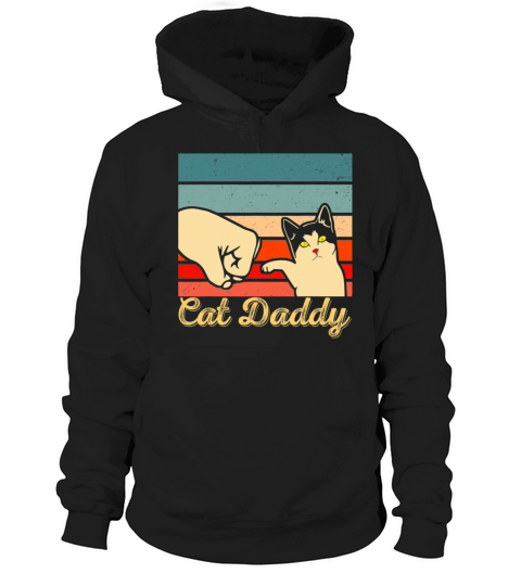 Funny Cat Daddy Vintage Cat Lovers Fathers Day Hoodie Unisex