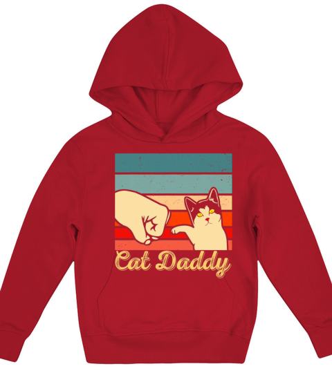 Funny Cat Daddy Vintage Cat Lovers Fathers Day Kids Hoodie