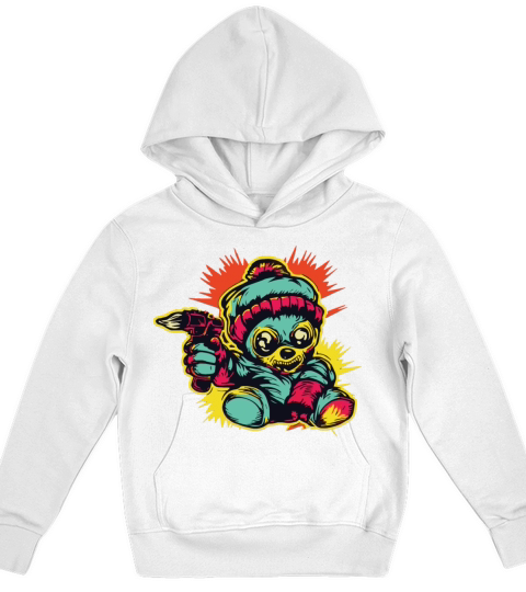 Horror Scary Bear Halloween Zombie Zapper Kids Hoodie