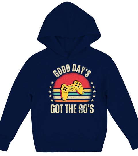 Retro 90s Game Controller and Vintage Sunset Kids Hoodie