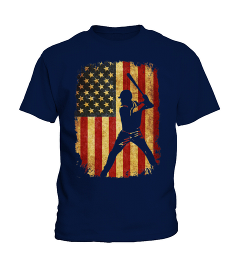 Vintage American Flag Baseball Kids T-Shirt