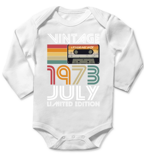 50th birthday july 1973 vintage 1973 Long Sleeve Baby One-Piece