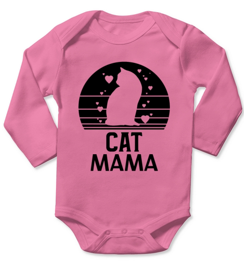 Cat Mom Retro Vintage 80s Style Tee Distressed Long Sleeve Baby One-Piece