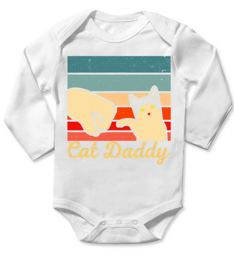 Funny Cat Daddy Vintage Cat Lovers Fathers Day Long Sleeve Baby One-Piece