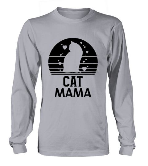 Cat Mom Retro Vintage 80s Style Tee Distressed Long sleeved Unisex