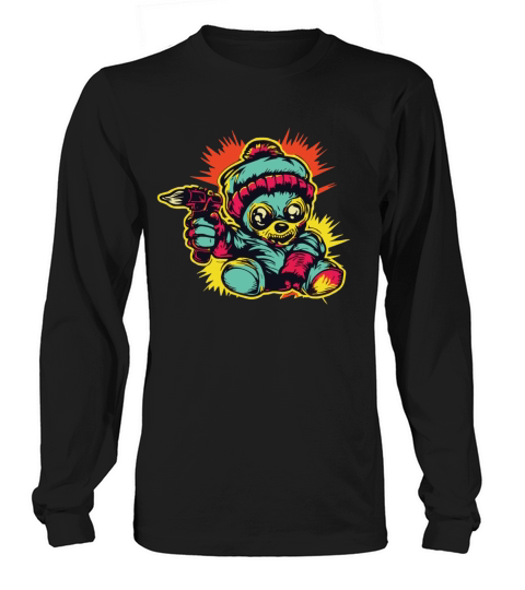 Horror Scary Bear Halloween Zombie Zapper Long sleeved Unisex