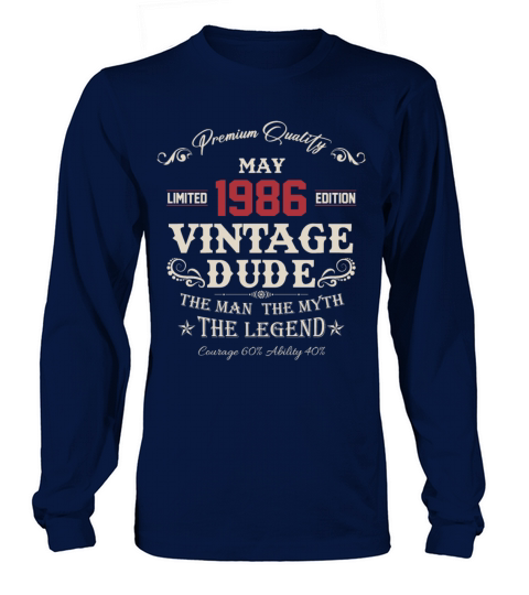 May 1986 Vintage Birthday Present Long sleeved Unisex