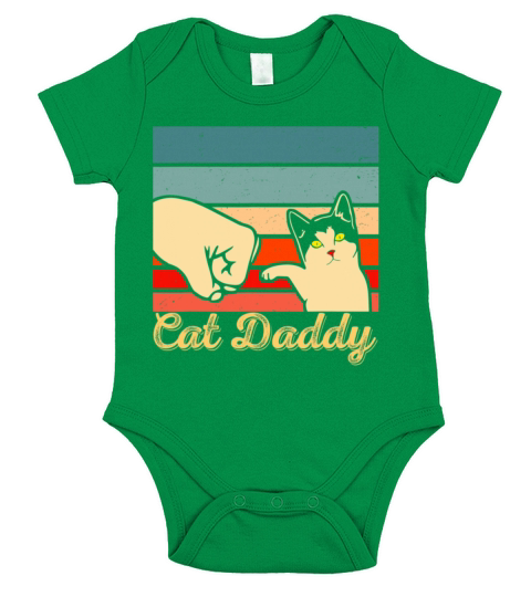 Funny Cat Daddy Vintage Cat Lovers Fathers Day Short Sleeve Baby One-Piece