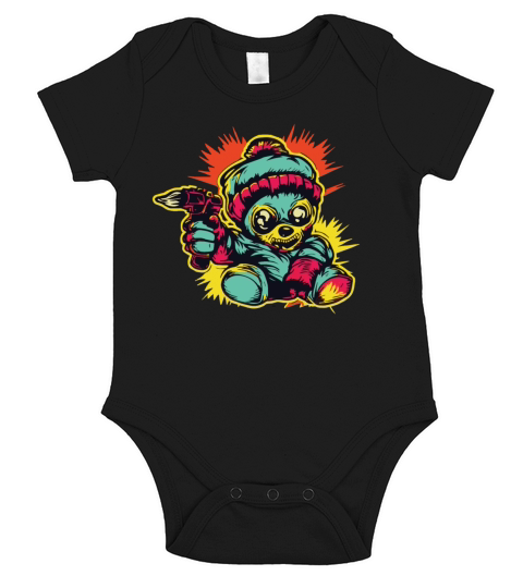 Horror Scary Bear Halloween Zombie Zapper Short Sleeve Baby One-Piece