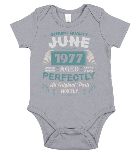 June 1977 Vintage Birthday Present Short Sleeve Baby One-Piece