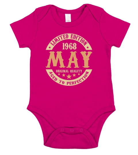 May 1968 Vintage Birthday Present Short Sleeve Baby One-Piece