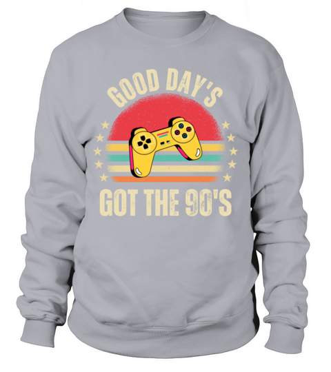 Retro 90s Game Controller and Vintage Sunset Sweatshirt Unisex