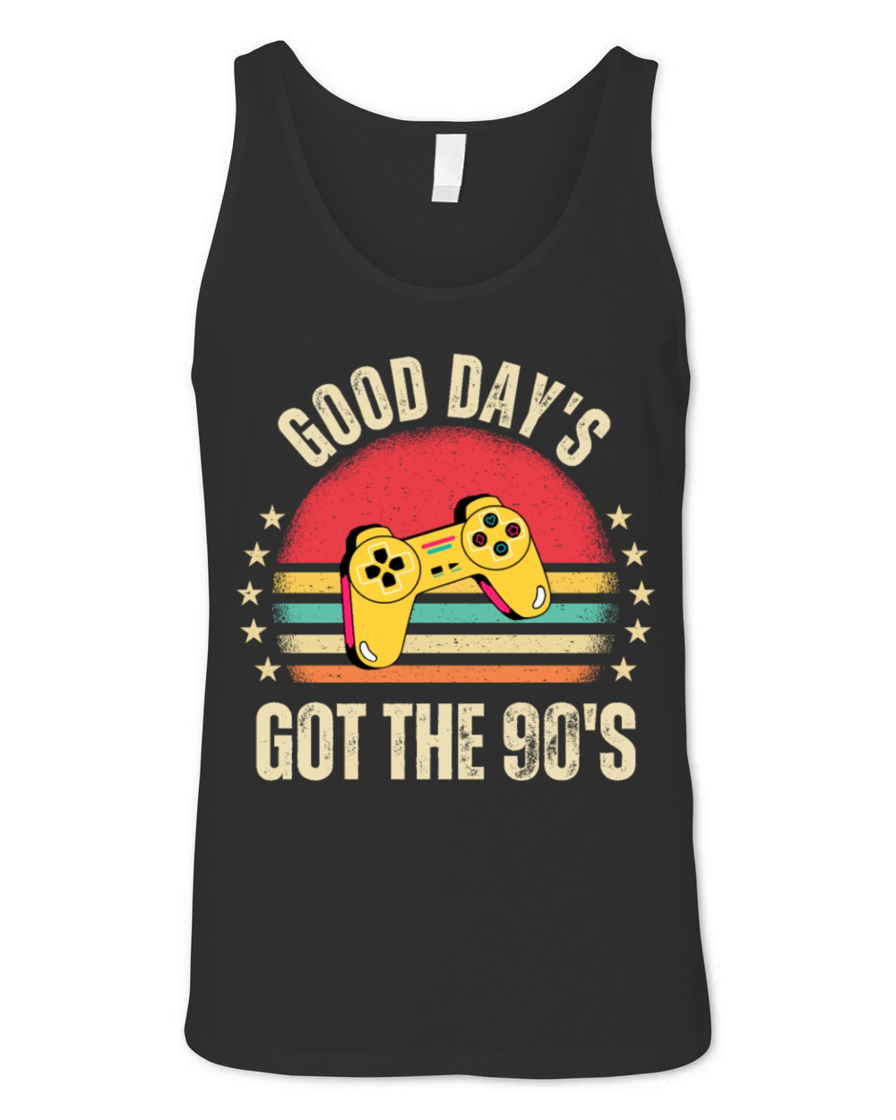 Retro 90s Game Controller and Vintage Sunset Unisex Jersey Tank
