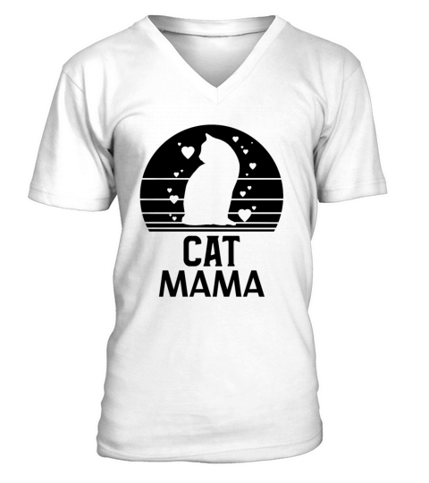 Cat Mom Retro Vintage 80s Style Tee Distressed V-Neck T-shirt