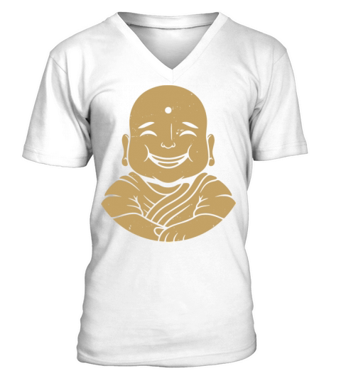 Happy Buddha Vintage Art V-Neck T-shirt