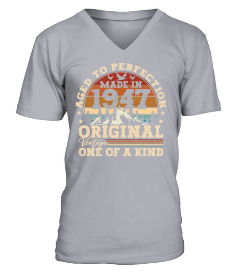Vintage Birthday Gift Idea Original 1947 V-Neck T-shirt