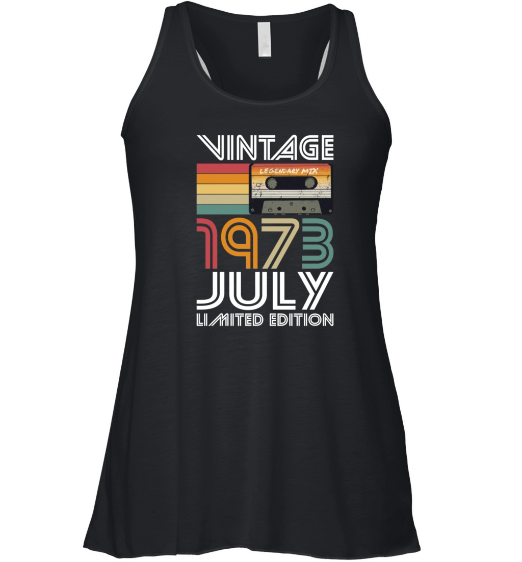 50th birthday july 1973 vintage 1973 Women's Flowy Tank Top